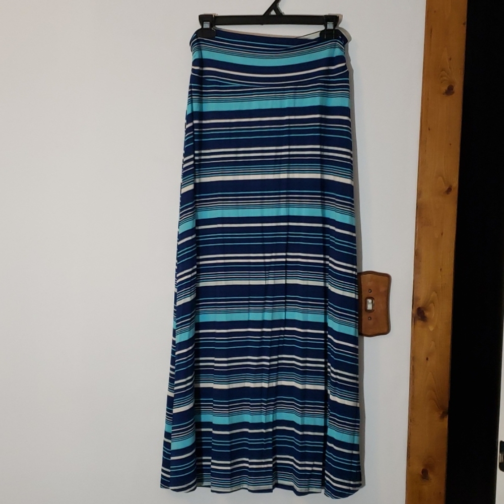 Blue, Teal, White Merona Maxi Skirt size M-M